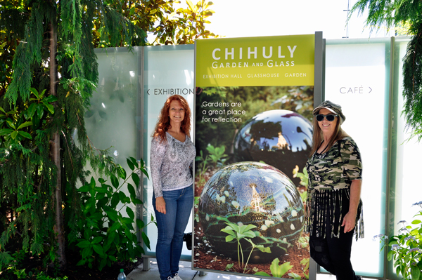 Karen and her siser at Chihuly Garden and Glass